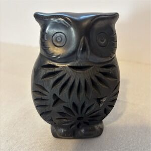 Hecho Mexican Black Owl Figurine Decorative Collectible